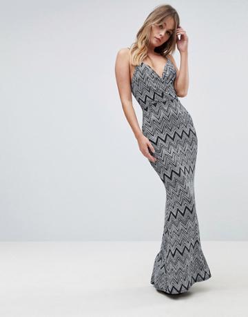 Jessica Wright Chevron Fishtail Maxi Dress - Multi