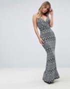 Jessica Wright Chevron Fishtail Maxi Dress - Multi