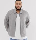 Asos Design Plus Zip Through Jacket In Gray Check