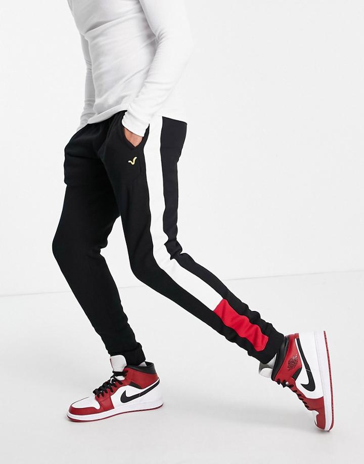 Voi Stitch Logo Casual Sweatpants In Sailor Black-blues
