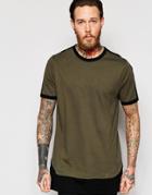 Asos Super Oversized Sleeveless T-shirt With Contrast Hem Extender In Monochrome