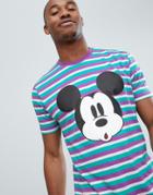 Asos Design Mickey Relaxed Color Pop Stripe T-shirt - Multi