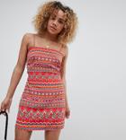 Glamorous Petite Cami Dress With Tie Back In Geo-tribal Print
