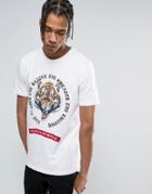 Criminal Damage T-shirt In White With Tiger Print - White