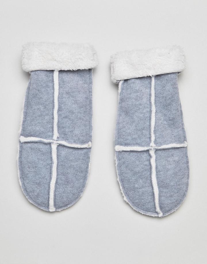Boardsmans Faux Shearling Mittens - Gray