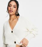 Vero Moda Tall V-neck Cardigan With Deep Cuff In Cream-white