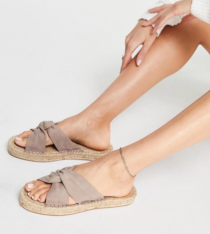 Asos Design Wide Fit Jolly Knotted Mule Espadrille In Beige-neutral