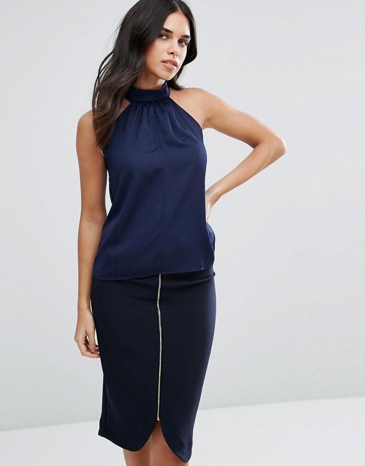 Vesper Halterneck Tank Top - Navy