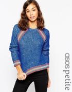 Asos Petite Sweater With Peruvian Trim - Denim Blue