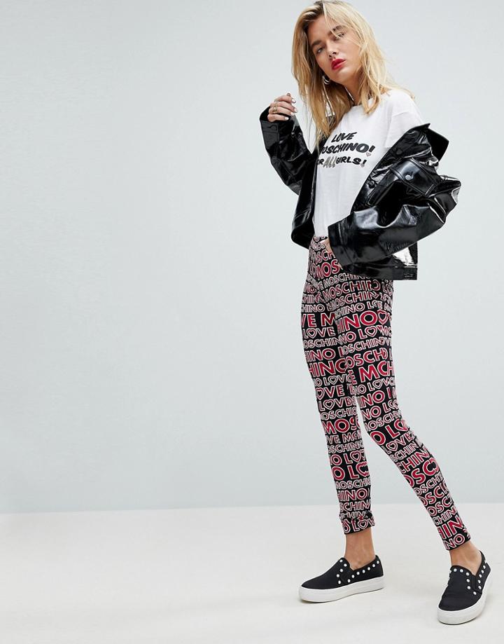 Love Moschino Allover Love Logo Leggings - Black