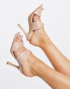 London Rebel Padded Twist Mules In Beige-neutral