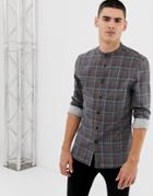 Asos Design Skinny Fit Denim Check Shirt-gray