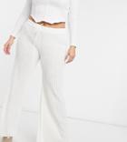 In The Style Plus X Lorna Luxe Lullaby Coordinating Ribbed Wide Leg Pants In Ecru-white