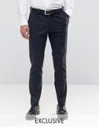 Noak Skinny Trousers In Grid Check - Navy