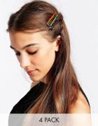 Kat & George Four Pack Neon Hair Grip With Heart And Star Beads