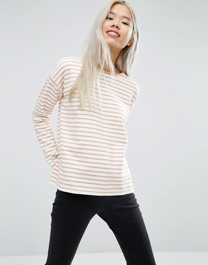 Asos Top With Long Sleeve In Baby Loopback Stripe - Multi