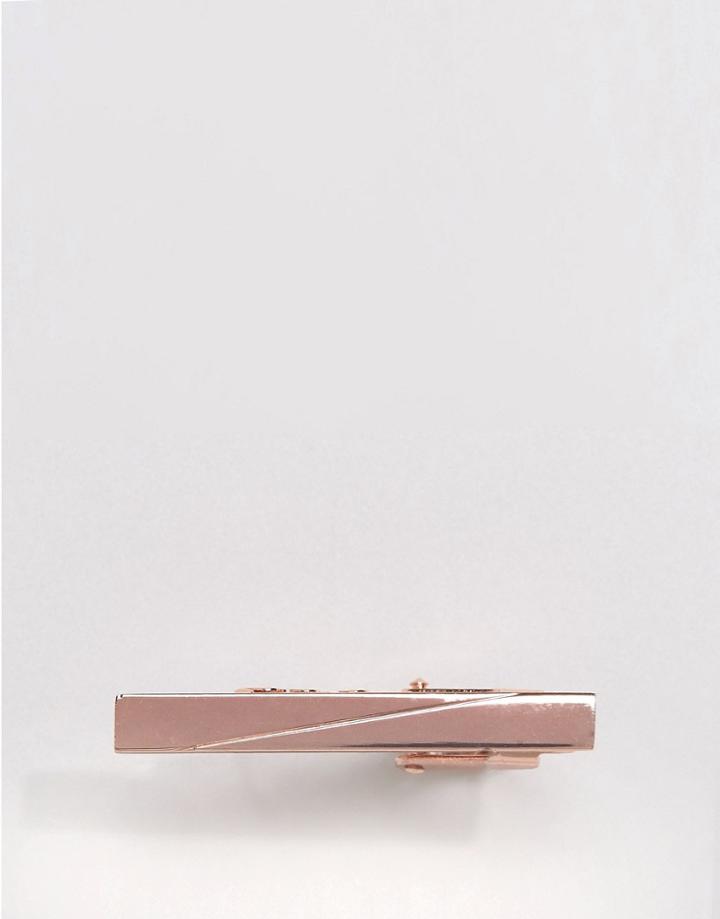 Moss London Rose Gold Tie Bar - Copper