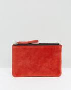 Asos Suede And Leather Double Compartment Zip Top Purse - Pink