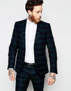 Heart & Dagger Plaid Suit Jacket In Skinny Fit - Green