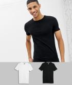 Asos Design 2 Pack Muscle Fit Crew Neck T-shirt Save-multi