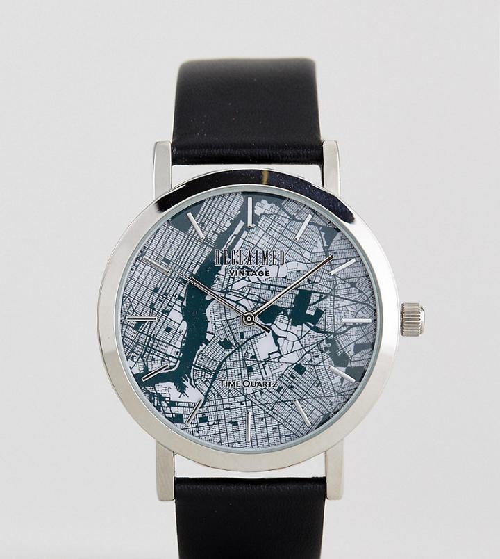 Reclaimed Vintage Inspired Manhattan Leather Watch In Black Exclusive To Asos - Black