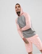 Asos Hoodie With Contrast Nepp Sleeves In Gray And Pink - Gray