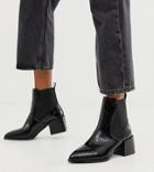 Raid Wide Fit Exclusive Lucinda Black Croc Chelsea Boots With Block Heel
