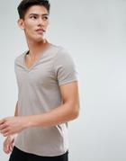 Asos T-shirt With Deep V - Brown