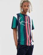 Karl Kani Signature Stripe T-shirt In White Multi