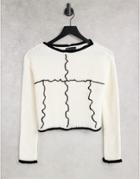 Asos Design Sweater With Contrast Seam In Cream-white