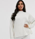 Micha Lounge Curve Relaxed High Neck Sweater With Seam Detail - Cream