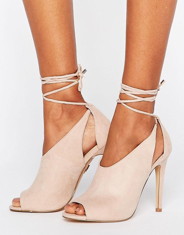 Lipsy Peep Toe Shoe Boot With Tie Detail - Gray