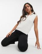 Vero Moda Knitted Tank With High Neck And Zip Detail In Beige-neutral
