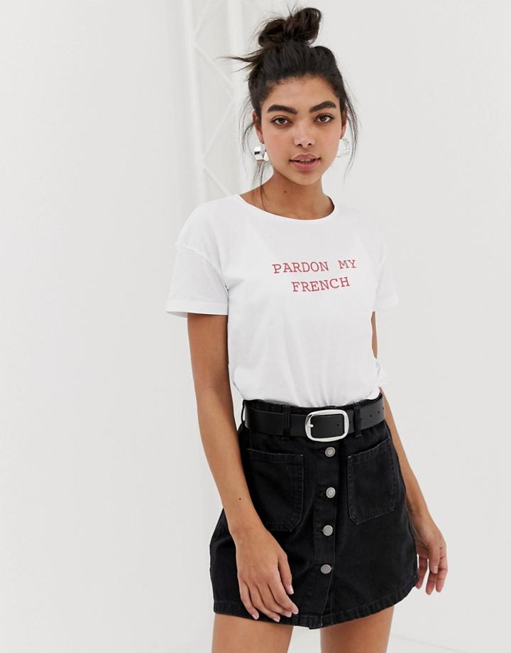 Noisy May 'pardon My French' T-shirt-white