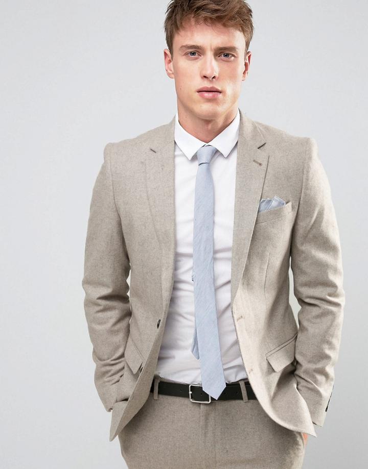 New Look Slim Suit Jacket In Stone - Stone