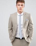 New Look Slim Suit Jacket In Stone - Stone