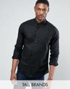 Jacamo Tall Oxford Shirt With Long Sleeves Black - Black