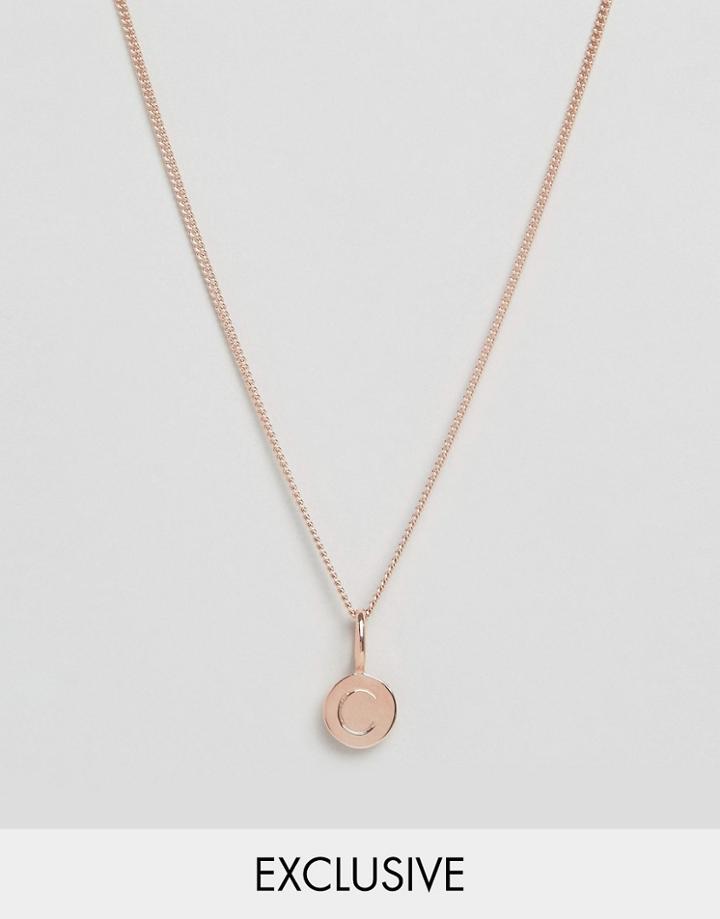 Katie Mullally Rose Gold Plated Necklace With Initial C Pendant - Gold