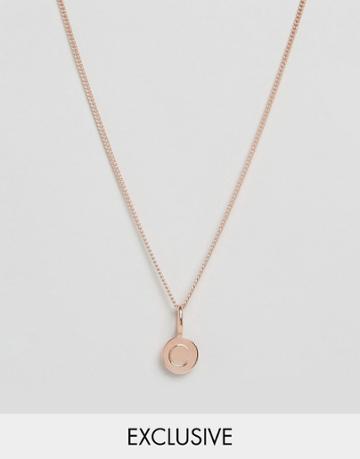 Katie Mullally Rose Gold Plated Necklace With Initial C Pendant - Gold