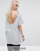 Milk It Vintage T-shirt With Distressing And Open Back - Gray