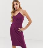 Missguided Bandeau Origami Midi Dress In Plum - Purple
