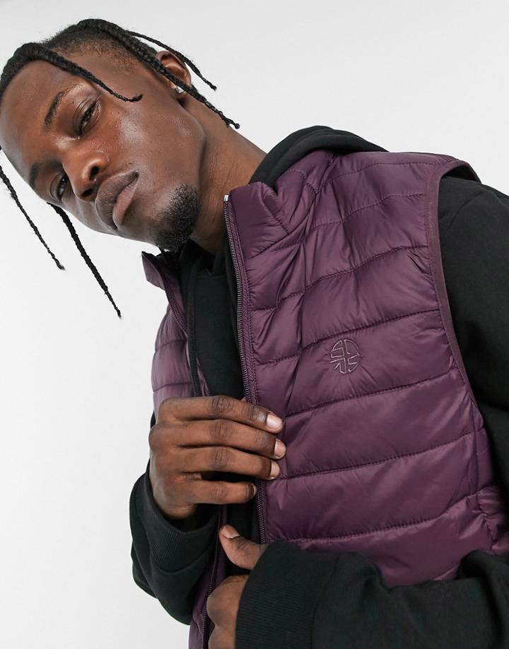 Soul Star Lightweight Vest With Carry Pouch In Plum-purple