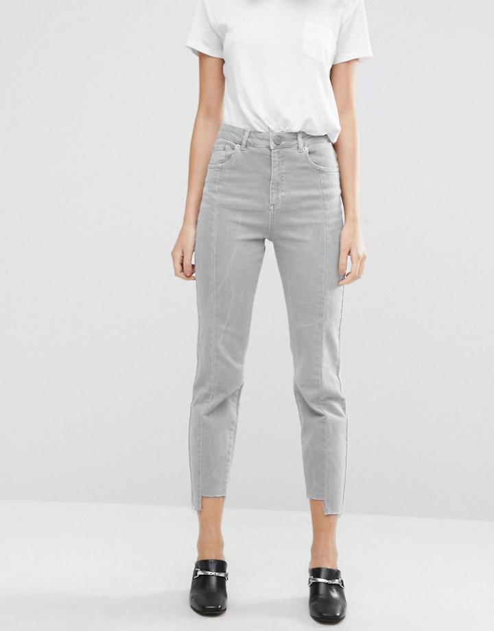 Asos Deconstructed Pencil Straight Leg Jeans In Husk Wash - Pink