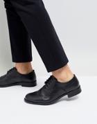 Frank Wright Milled Brogue Boots Black Leather - Black