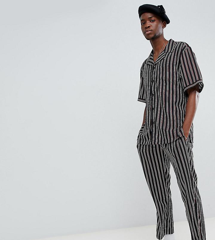Sacred Hawk Relaxed Pants In Black Stripe - Black