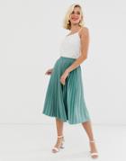 Outrageous Fortune Pleated Midi Skirt In Green - Green