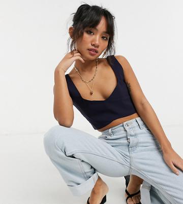Vesper Petite Crop Top In Navy