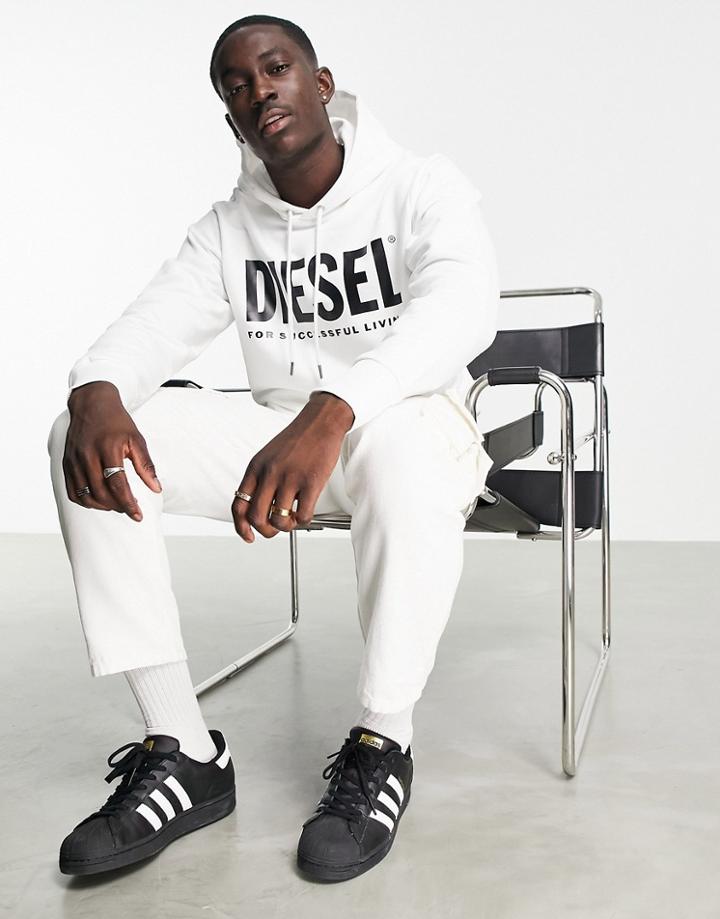 Diesel Gir-division Logo Overhead Hoodie In White