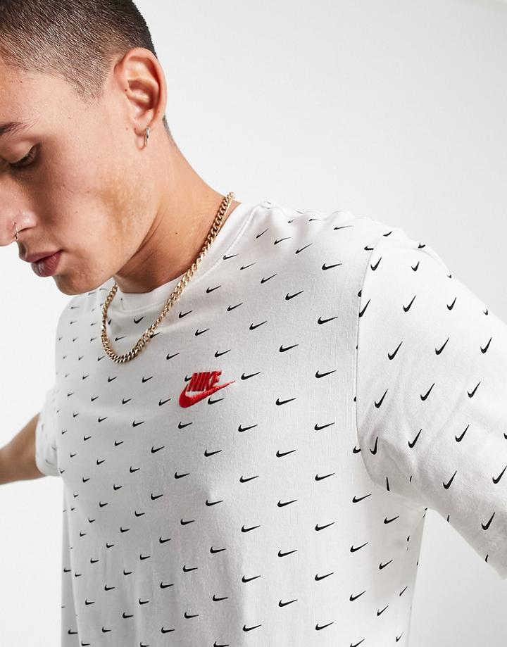 Nike Mini Swoosh All-over Print T-shirt In White
