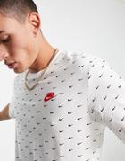 Nike Mini Swoosh All-over Print T-shirt In White